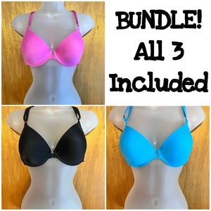 Bundle (3) Push Up Front Close Racerback Bras sz 34D